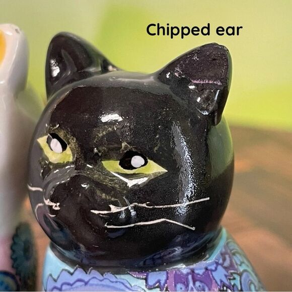 Vintage Black & White Kitty Cat Salt & Pepper Shakers – Mid-Century Charm - Picture 9 of 10